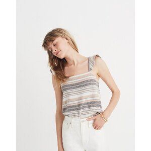 Madewell Womens Striped Knit Tank Top XS Cotton Blend Beige & Black